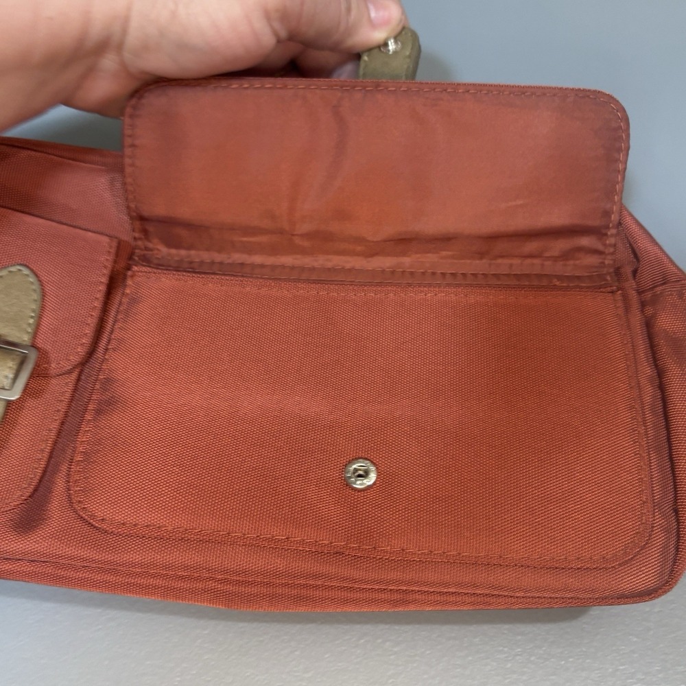 Orange Canvas And Suede Toiletries Make Up Bag Pockets Zip Storage Travel Men - Picture 6 of 10